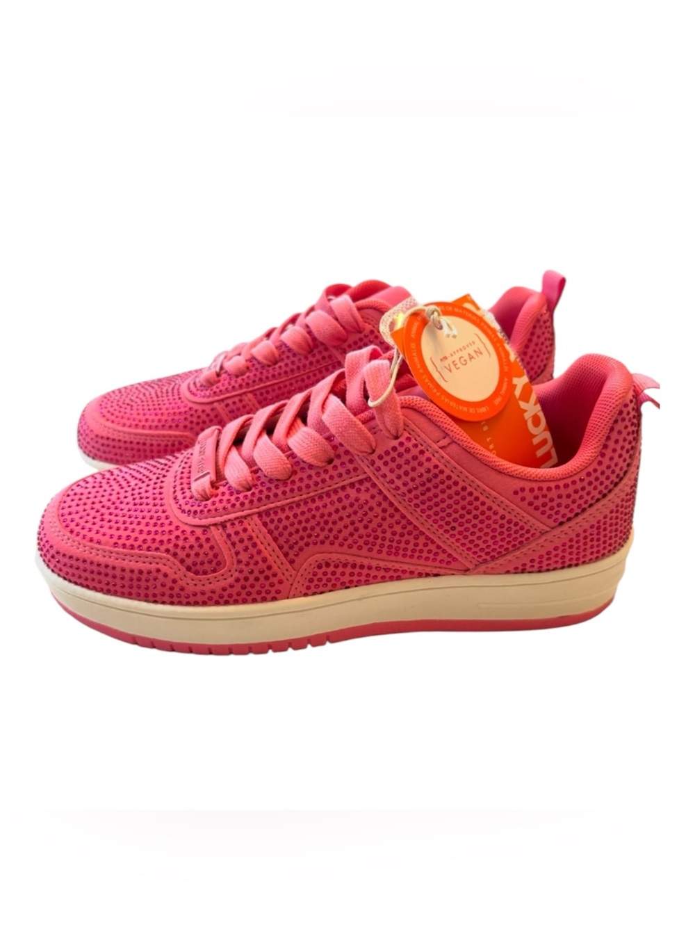 NWT Lucky Step Pink Magenta Rhinestones Air Cooled Sneakers SZ 7